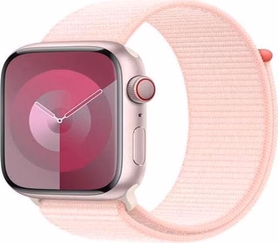 Apple Watch Series 9 Cellular 45mm Růžový hliník se světle růžovým provlékacím řemínkem