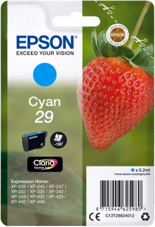 Epson inkoustová náplň/ T2982/ Singlepack 29 Claria Home Ink/ azurová