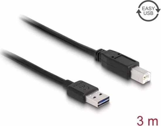 Delock Kabel EASY-USB 2.0 Typ-A samec > USB 2.0 Typ-B samec 3 m černý