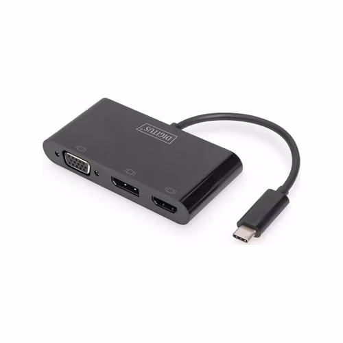 DIGITUS USB-C™ 3v1 adaptér pro tři monitory (HDMI, DP, VGA)