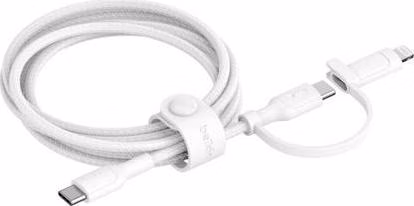 Belkin BOOST CHARGE™ PRO 2v1 USB-C a Lightning kabel, 1,5m, bílý - odolný