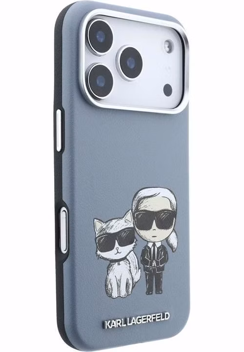 Karl Lagerfeld PU Semi Wrap Smooth Sketch Bodies Magsafe kryt iPhone 18 Pro modrý