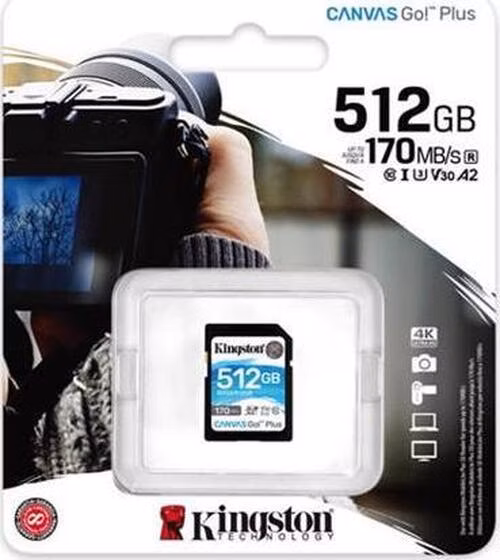 KINGSTON 512GB SDXC Canvas Go Plus Gen4 200MB/s C10 UHS-I U3 V30