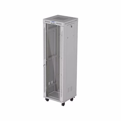 19" VOĽNE STOJÚCA RACKOVÁ SKRIŇA 42U 600X600 ŠEDÉ SKLENENÉ DVERE LCD LANBERG (FLAT PACK) V2