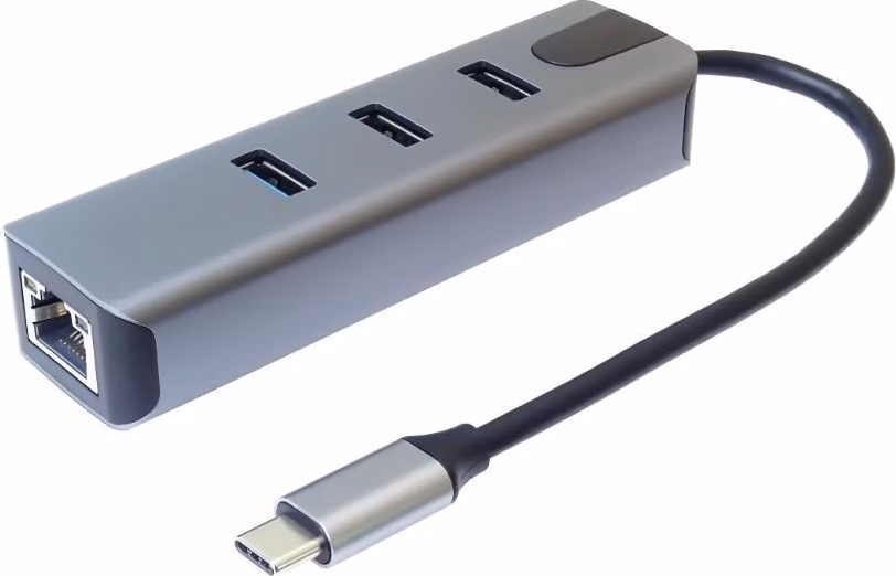 PremiumCord Adapter USB-C na Gigabit 10/100/1000Mbps + 3x USB3.2 konektor