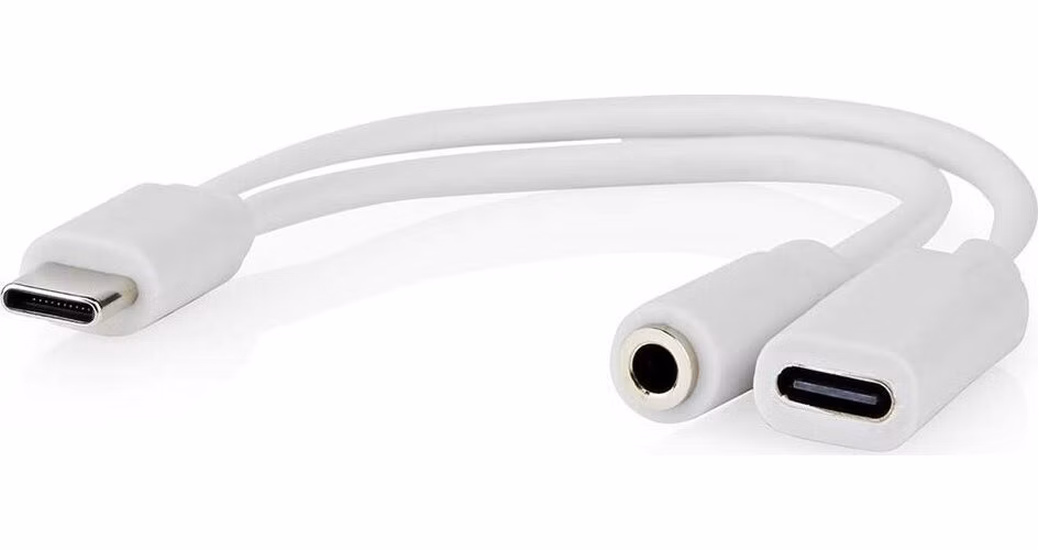 Nedis CCGB64922WT01 - USB-C Adaptér| | USB-C™ Zástrčka | USB-C™ Zásuvka / 3,5 mm Zásuvka | 0.10 m | Kulatý | Poniklované