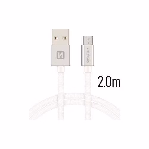 Swissten Datový Kabel Textile Usb / Micro Usb 2,0 M Stříbrný