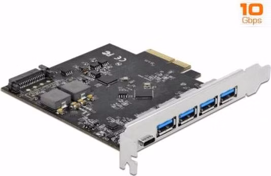 Delock PCI Express x4 Karta na 1 x USB Type-C™ + 4 x USB Typ-A - SuperSpeed USB 10 Gbps