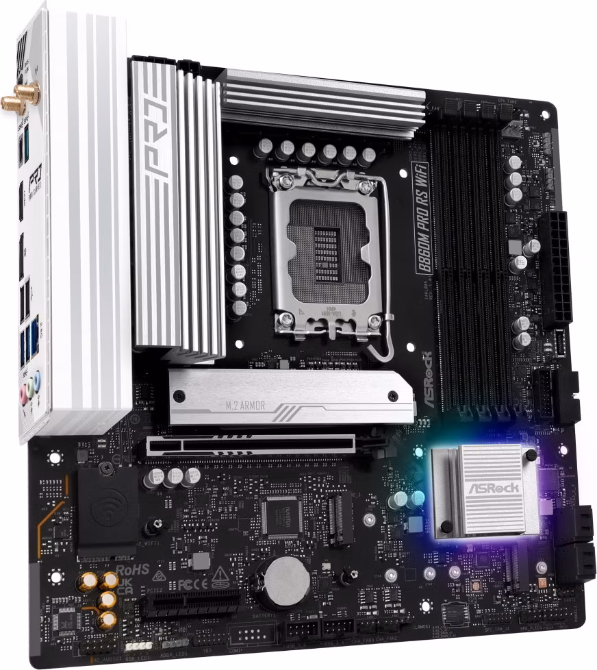 ASRock B860M Pro RS WiFi / Intel B860 / LGA1851 / 4x DDR5 / 3x M.2 / HDMI / DP / USB-C / WiFi / mATX