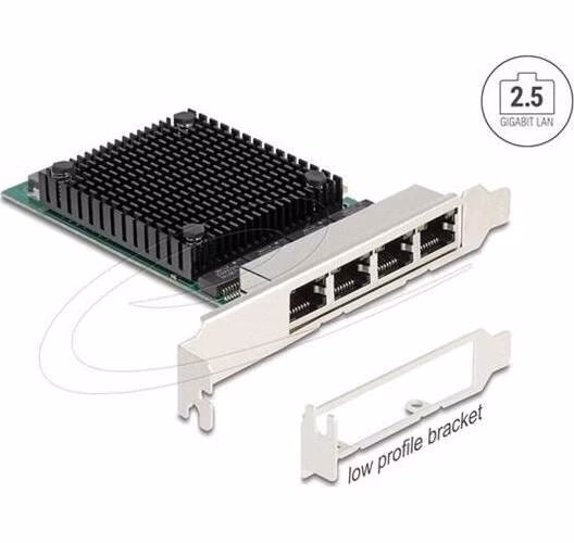 Delock PCI Express x4 síťová karta 2,5 Gigabit LAN 4 x RJ45 RTL8125