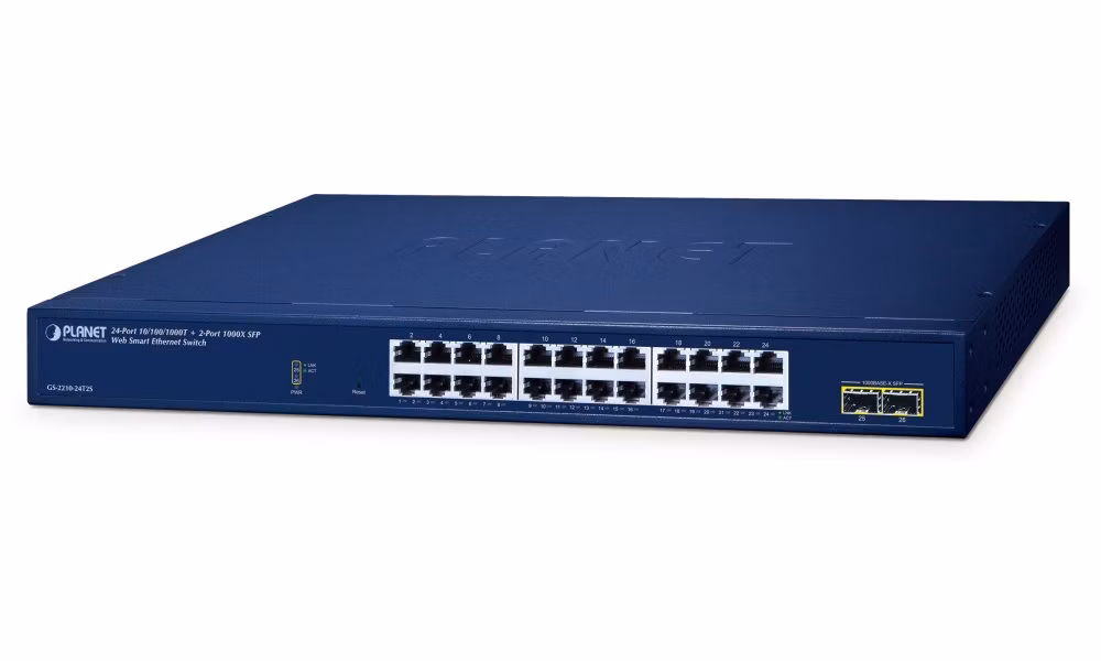 ROZBALENÉ - Planet GS-2210-24T2S WEBsmart L2 switch, 24x1Gb, 2x1Gb SFP, QoS