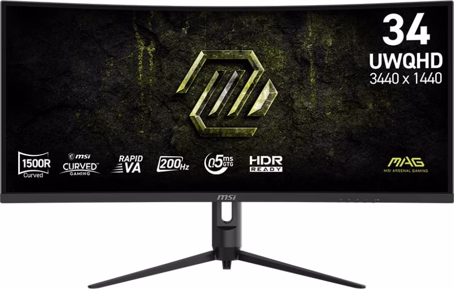 MSI Gaming MAG 342CQRF E20, 34" Rapid VA zakřivený /3440x1440(UWQHD)/200Hz/0,5ms/DP/2xHDMI/Výškově nast./Pivot/černá