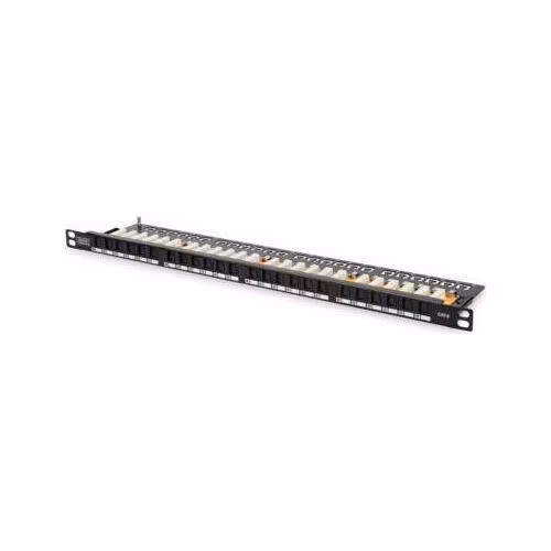Digitus CAT 6 Patch Panel, nestíněný, 24 portů RJ45 s uzávěrem, 8P8C, LSA, 0,5U, 19 "montáž do stojanu, černá