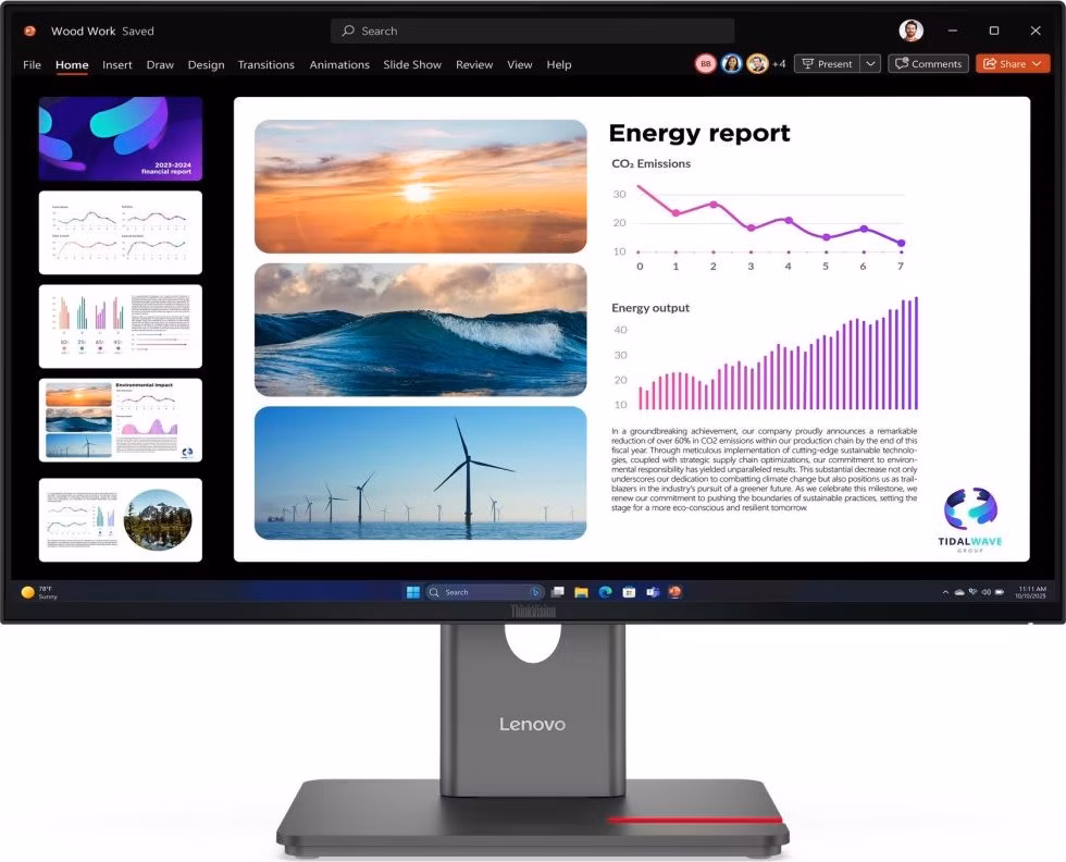 Lenovo P24Q-40/ 23,8" / IPS/ 2560x1440/ 16:9/ 300cd/m2cmd/ 1500:1/ 4ms/ HDMI/ DP/ USB/ LAN/ PIVOT