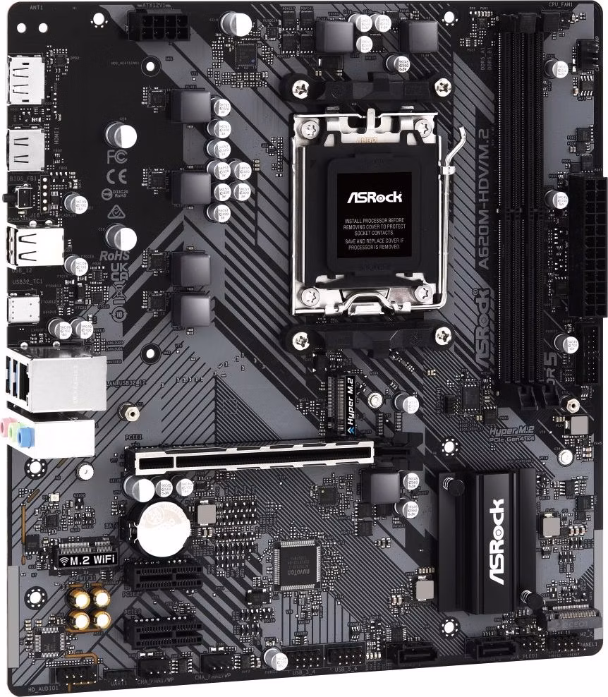 ASRock A620M-HDV/M.2 / AMD A620 / AM5 / 2x DDR5 DIMM / 2x M.2 / HDMI / DP / USB-C/ mATX
