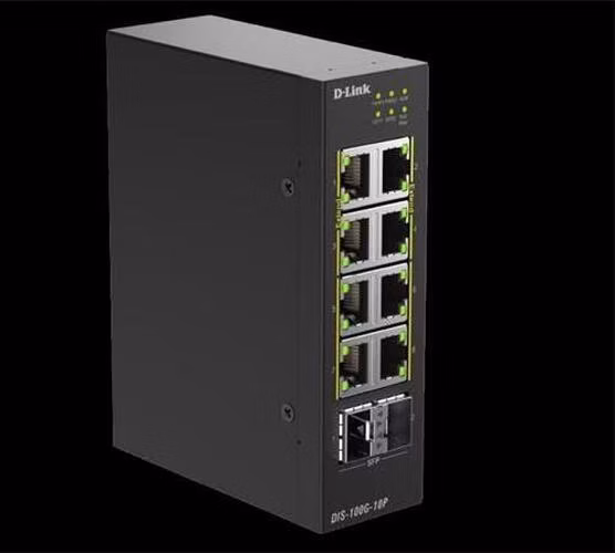 D-Link DIS-100G-10P Industrial 8-Port 1G PoE+ + 2-Port 1G SFP Unmanaged PoE Switch