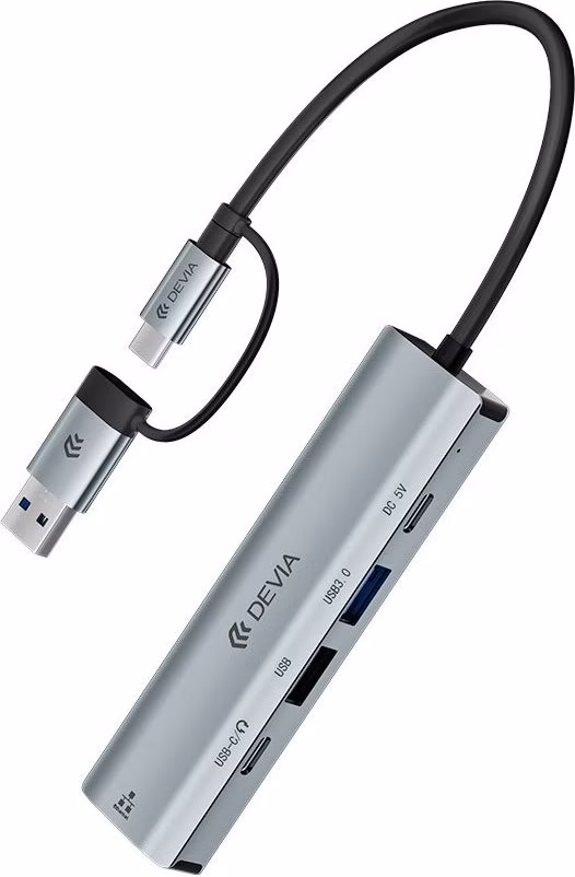 Devia USB-C Hub Pro 5 in 1 EC701 - Deep Gray