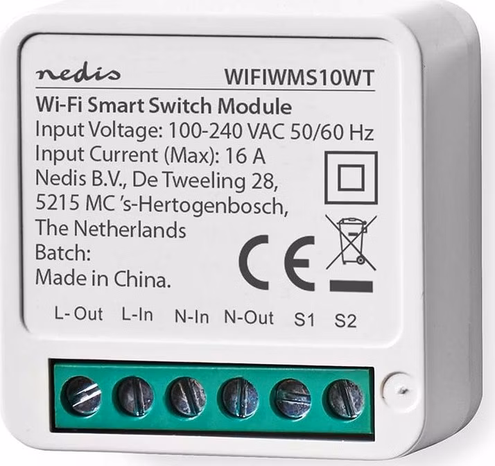 Nedis WIFIWMS10WT - SmartLife Spínač Wi-Fi | 3680 W | Připojení terminálu | Aplikace ke stažení pro: Android™ / IOS