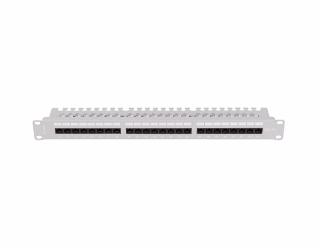 LANBERG PATCH PANEL 24 PORTOV 1U 19" CAT.5E UTP S POLICIOU ŠEDÝ