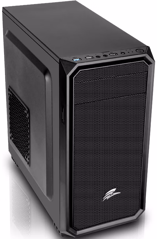 EVOLVEO Shaw 2, case mATX, 1x 120 mm ventilátor, přední mesh panel, prachový filtr, bez zdroje, černá