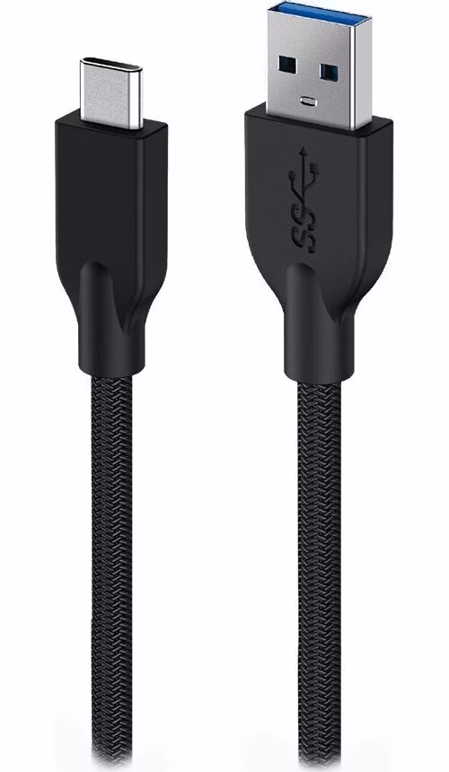 GENIUS nabíjecí kabel ACC-A2CC-3A, 150cm, USB-A na USB-C, 3A, QC3.0, opletený, černý