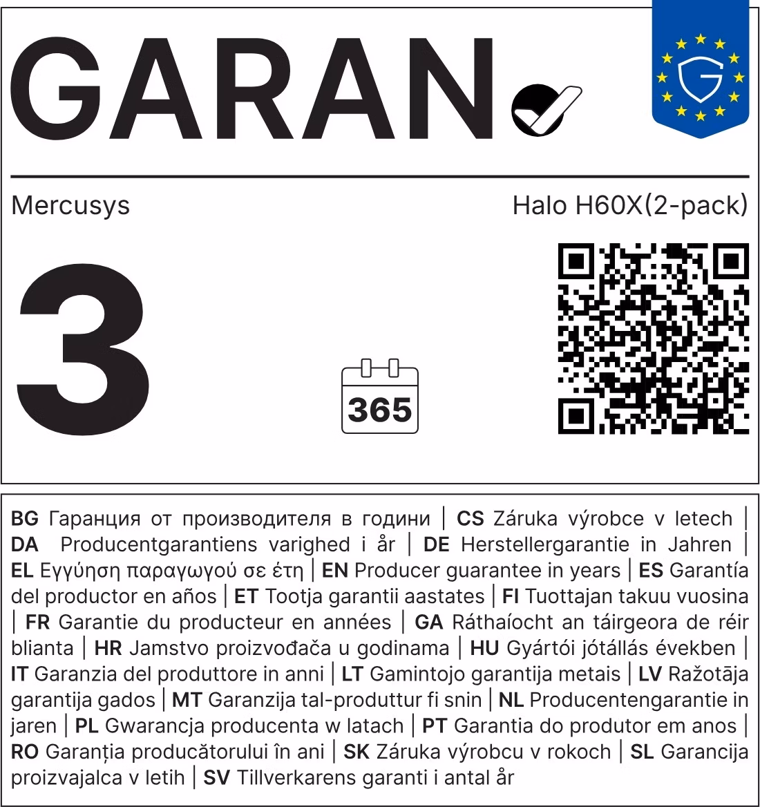 MERCUSYS Halo H60X(2-pack) WiFi6 Mesh (AX1500,2,4GHz/5GHz,3xGbELAN/WAN(1xXR Unit), 2xGbELAN/WAN (1xXS Unit)