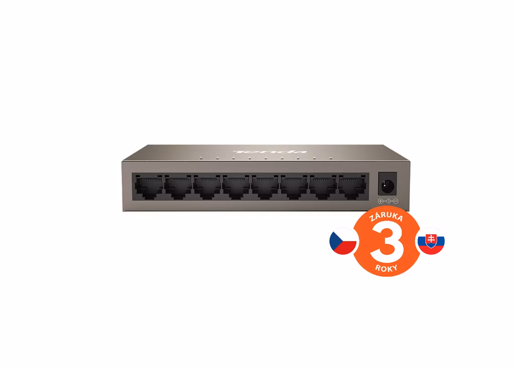Tenda TEG1008M 8-port Gigabit Switch, 8x 10/100/1000 Mb/s, Fanless, MAC 4K, napájanie AC/DC, aj na stenu