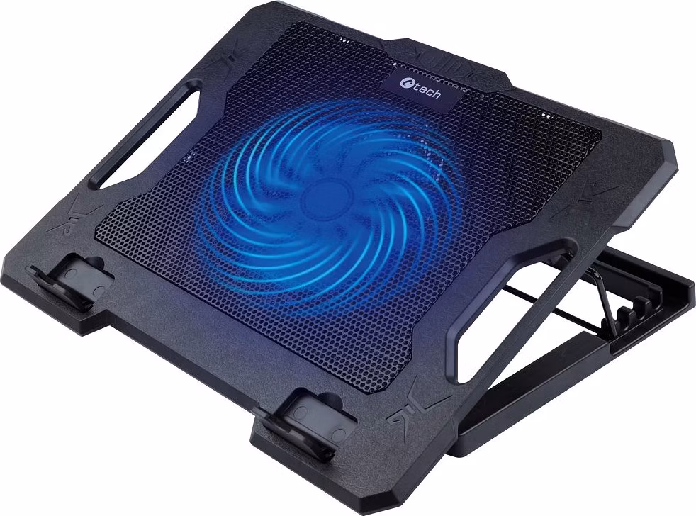 C-TECH chladící podložka pod NTB CLP-S100, Až 17", 1x 140mm, 2x USB, modré podsvícení