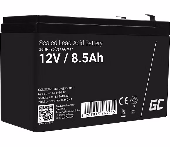Green Cell AGM VRLA 12V 8.5Ah maintenance-free battery for the alarm system, cash register, toys