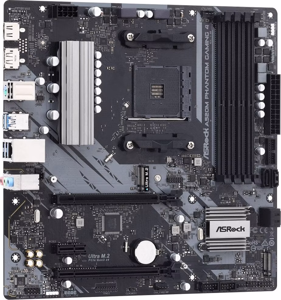 ASRock A520M PHANTOM GAMING 4 / AMD A520 / AM4 / 4x DDR4 DIMM / 2x M.2 /b HDMI / DP / mATX