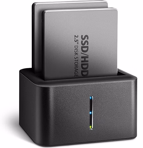 AXAGON klonovací stanice pro 2x SATA 6G disk / ADSA-D25 / 2,5" / USB 3.2 Gen1 / datový 0,6m kabel / nabíjecí USB kabel