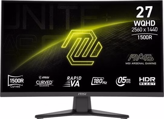 MSI Gaming monitor MAG 275CQF E18 E2 27" Rapid VA zakřivený/2560x1440 WQHD/180Hz/0,5ms/2xHDMI/DP/černá
