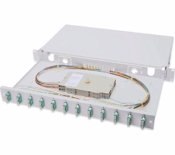 Digitus Fiber Optic Sliding Splice Box, 1U, Equipped 12x SC duplex, incl. M 25 Screw, Splice Cassette Color Pigtails OM3, Adapter
