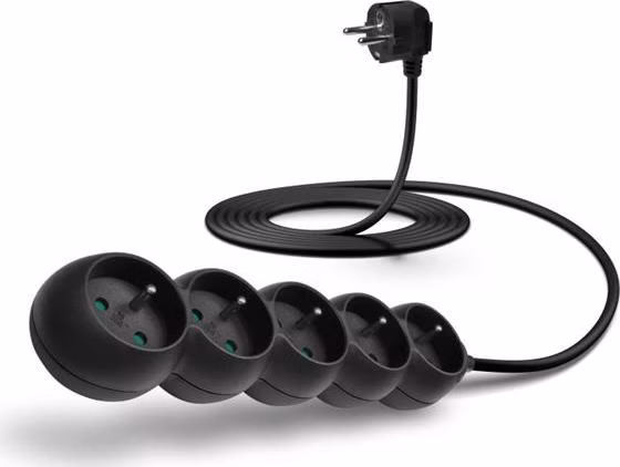 CONNECT IT prodlužovací kabel 230 V, 5 zásuvek, 3 m, bez vypínače (černý)