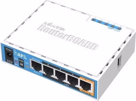 MikroTik hAP ac lite, 650MHz CPU, 64MB RAM, 5x LAN, 2.4 + 5GHz Wi-Fi 802.11b/g/n/ac, vrátane. L4