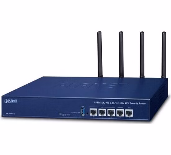 Planet VR-300W6A Enterprise router/firewall VPN/VLAN/QoS/HA/AP kontroler, 2xWAN(SD-WAN), 3xLAN, WiFi 802.11ax