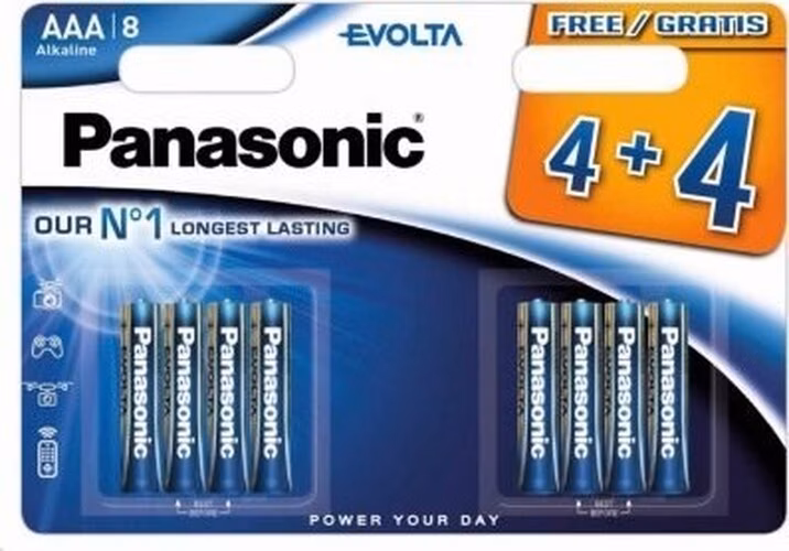 PANASONIC Alkalické baterie Evolta Platinum LR03EGE/8BW 4+4F AAA 1,5V (Blistr 8ks)