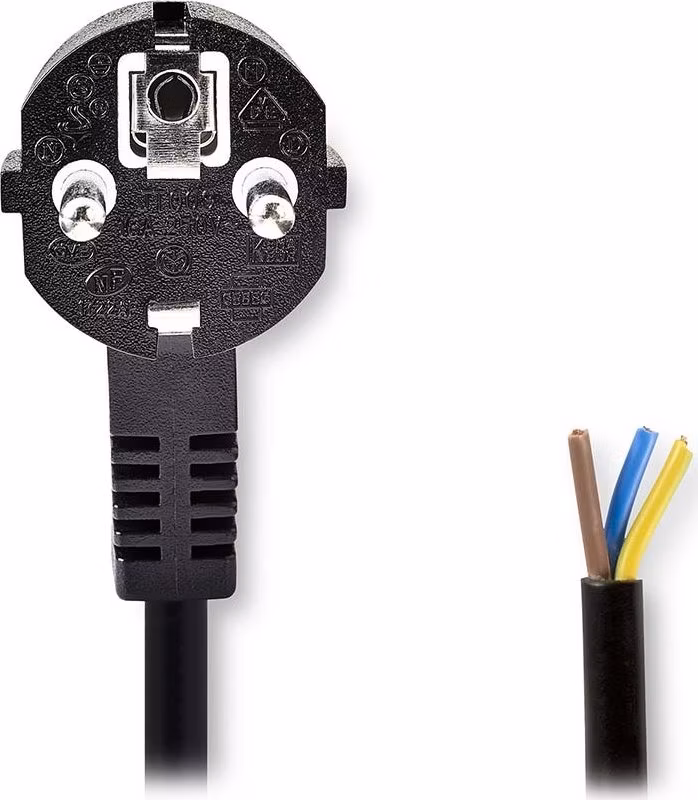 Nedis CEGL10700BK30 - Napájecí Kabel  | Typ F Zástrčka | Open | Úhlový | Přímý | 3 m | Černá