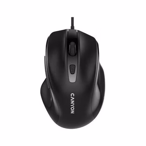 Canyon M-6, optická myš pre pravákov, USB, 3200 dpi, 6 tlačidiel, ergonomická, 1.5m kábel, výdrž 3 mil kliknutí, čierna