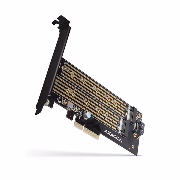 AXAGON slot adaptér do PCIe x4 na M.2 NVMe M-KEY nebo SATA B-KEY / PCEM2-D / low-profile