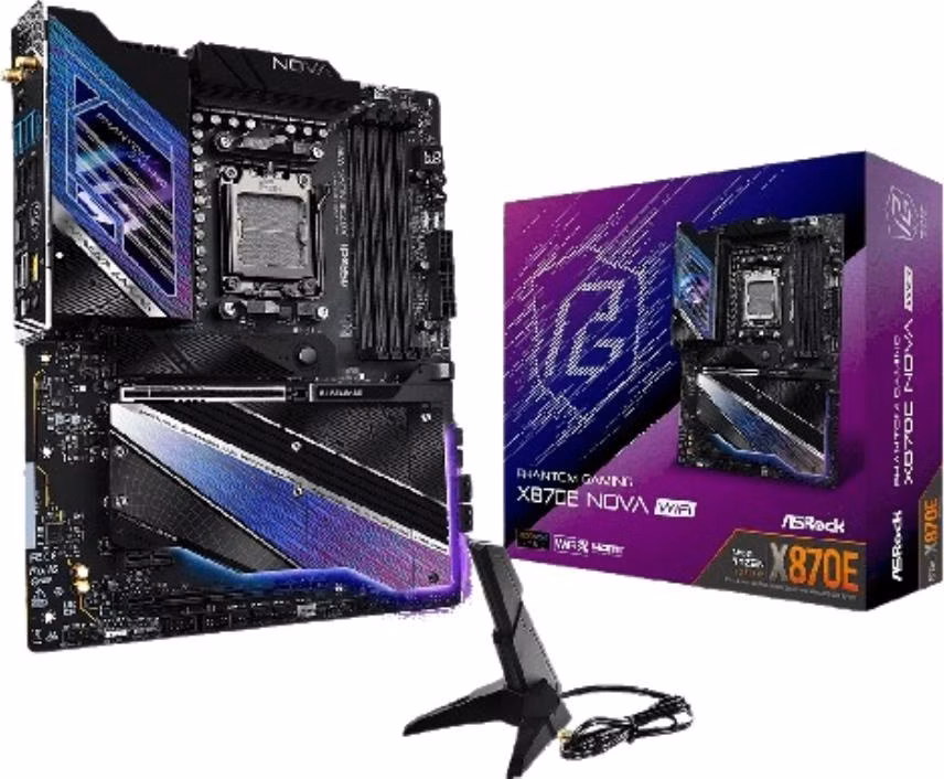 ASRock X870E Nova WiFi / AMD X870E / AM5 / 4x DDR5 DIMM / 5x M.2 / HDMI / USB-C / WiFi / ATX