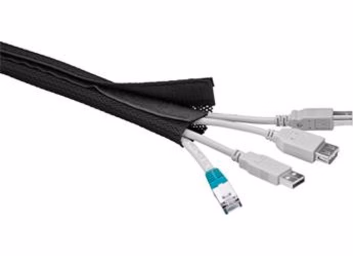 goobay Pás na svazování kabelů, suchý zip, délka 1.80m a šířka 2-4cm, černá barva