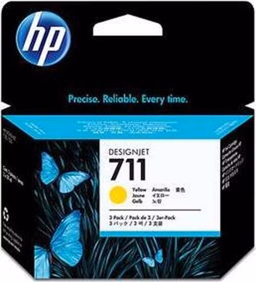 HP 711 Yellow DJ Ink Cart, 29 ml, 3-pack, CZ136A