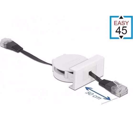 Delock Zatažitelný síťový kabel modulu Easy 45, RJ45, Cat.5e, černý