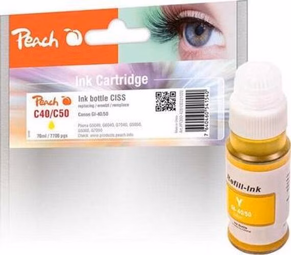 PEACH kompatibilní cartridge Canon GI-40/50 yellow, 70ml