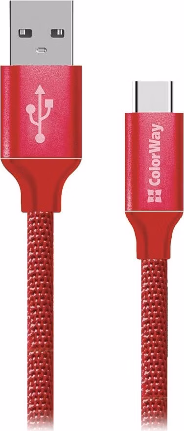 Colorway Datový Kabel USB/ USB-C / 2.4A/ 2m/ Červený