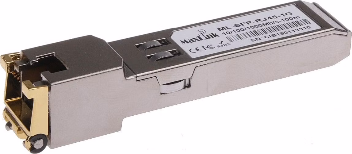 MaxLink SFP 10/100/1000M metalický modul, RJ-45, 100m, 1Gbps