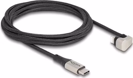 Delock Datový a nabíjecí kabel USB Type-C™ na Lightning™ pro iPhone™ a iPad™, 180°, pravoúhlá 2 m MFi