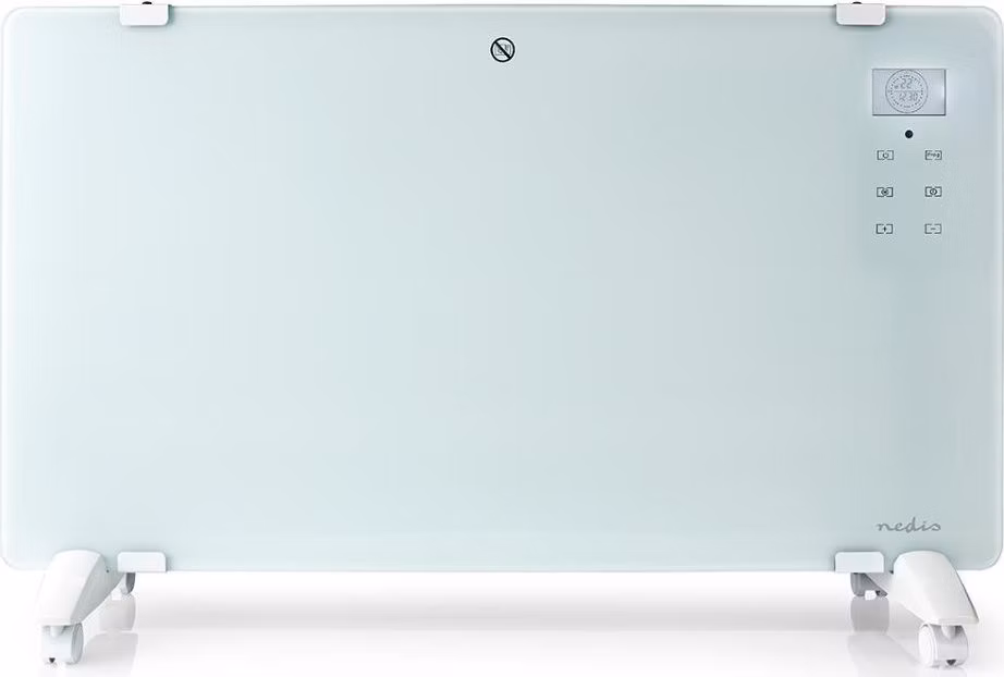 Nedis WIFIHTPL20FWT - Chytré Wi-Fi Konvekční Topné Těleso | Termostat | Skleněný Přední Panel | 2 000 W | Bílé
