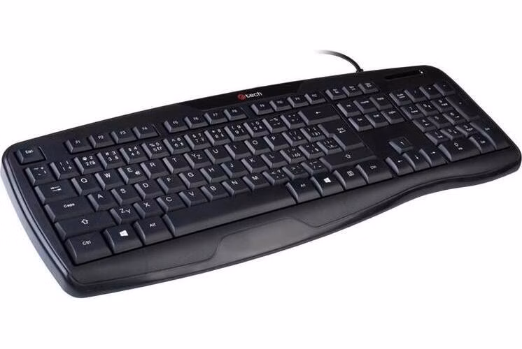C-TECH klávesnice KB-107 USB, ERGO, černá, CZ/SK